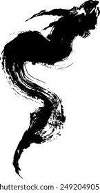 Simple, Dragon, Ink Painting Style, Illustration, Vector, Brushstroke, Black Ink, Calligraphy, Japanese, Traditional, Art, Art, Mythical, Mythical Creature, Black and White, Monochrome, 