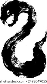 Simple, Dragon, Ink Painting Style, Illustration, Vector, Brushstroke, Black Ink, Calligraphy, Japanese, Traditional, Art, Art, Mythical, Mythical Creature, Black and White, Monochrome, 