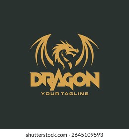 simple dragon logo spreading wings vector illustration design