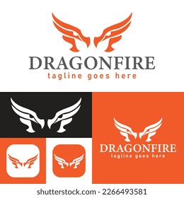 Logo simple de Dragon. Ilustración vectorial.Estilo de icono mínimo. Color blanco y negro.Único, elegante y moderno.