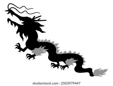 Simple dragon silhouette, material for New Year's cards for the Year of the Dragon, vector illustration