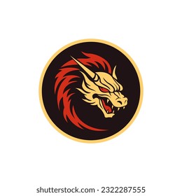 simple dragon wild animal label emblem logo vector illustration template design