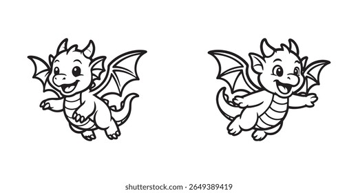 Simple dragon with wings for fantasy coloring pages stickers wall art and more