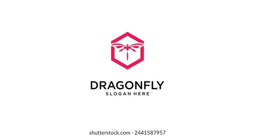 Simple dragonfly logo design with modern style| premium vector