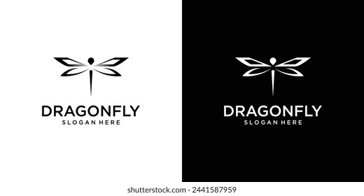 Simple dragonfly logo design with modern style| premium vector