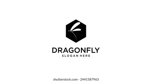 Simple dragonfly logo design with modern style| premium vector