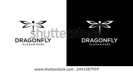 Simple dragonfly logo design with modern style| premium vector