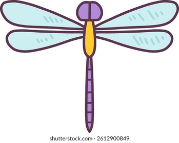 Simple dragonfly on transparent background. Good for scrapbooking, prints, patterns, children posters.
