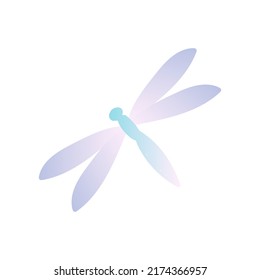 Simple dragonfly on a white background. Cute insect. Vector illustration