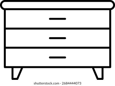 Vetor de ícone de arte de linha de gaveta simples. Perfeito para design de móveis, decoração interior de casa, símbolos de armazenamento, ícones da web, aplicativos e ilustrações minimalistas modernas.