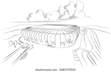 simple drawing arena football stadium