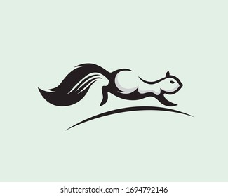 Simple drawing art squirrel run logo design inspiration
