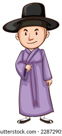 A simple drawing of an Asian on a white background 