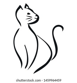 Simple drawing of black and white cat