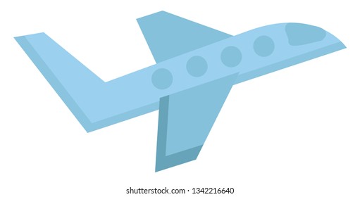 Dibujo simple del vector de color de la ilustración del avión azul sobre fondo blanco