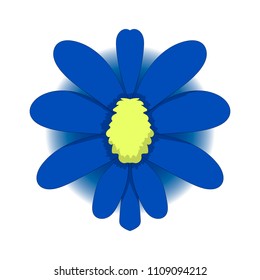 simple drawing of a blue flower. Vector graphics. Hand drawing