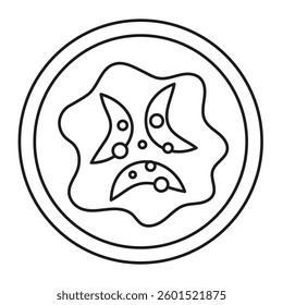 simple drawing of chopped banana fruit, banana slice icon in flat style, outline slice of banana isolated on white