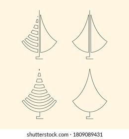 Simple drawing of a Christmas tree on a brown background. Sketch of a Christmas tree.