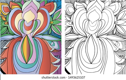 Simple drawing and color, abstract painting, coloring for adults