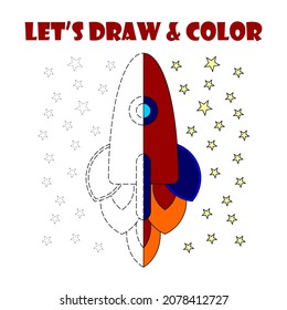 A simple drawing and coloring page for rocket objects for children's learning purposes.