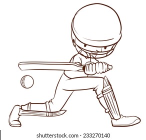A simple drawing of a cricket player on a white background 