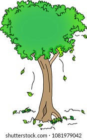 Simple Drawing of a Cute Tree with Green Leaves