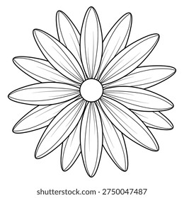 A simple drawing of a daisy with perfect symmetry, great for coloring or design