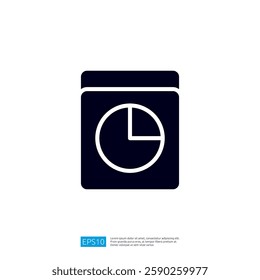a simple drawing document featuring a pie chart, representing data analysis and reporting. It emphasizes visual data presentation illustration icon