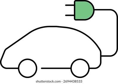 um simples desenho de um carro elétrico sendo carregado