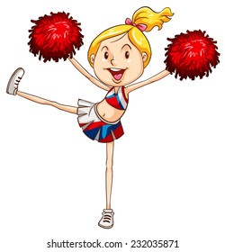 A simple drawing of an energetic cheerer on a white background 