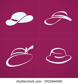 Simple drawing of a female hat, vector set.