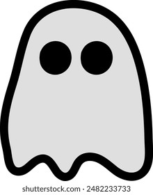 A simple  drawing of a ghost with two large black eyes