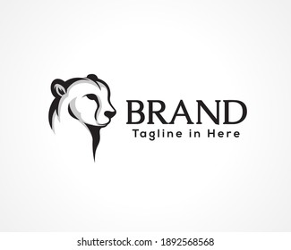 Simple drawing head cheetah  tiger  wild cat profile symbol  logo design illustration