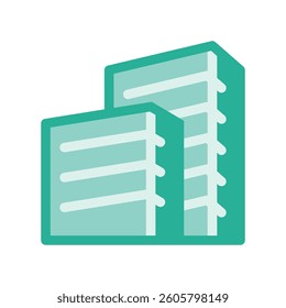 A simple drawing highlighting the subject apartment building