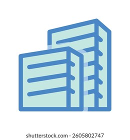 A simple drawing highlighting the subject apartment building