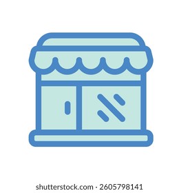 A simple drawing highlighting the subject store, stall