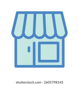 A simple drawing highlighting the subject store building