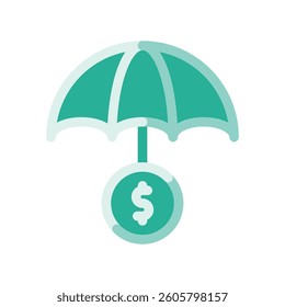 A simple drawing highlighting the subject umbrella, money