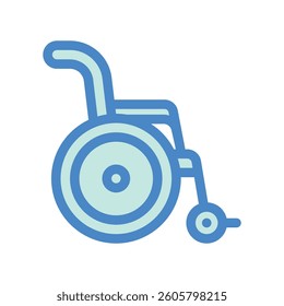 A simple drawing highlighting the subject wheelchair
