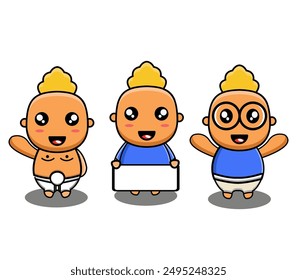 Simple drawing of kids in various poses, wearing glasses and holding a whiteboard. vector illustration