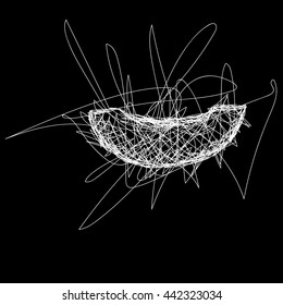  Simple drawing liner. Doodle. T-shirt graphics. Children's drawing. Melon