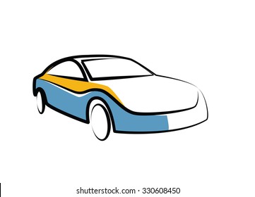 simple drawing of a modern sports car - auto sketch