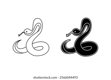 simple drawing outlined snake silhouette