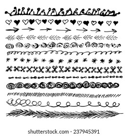 Simple drawing pen line set. Vector