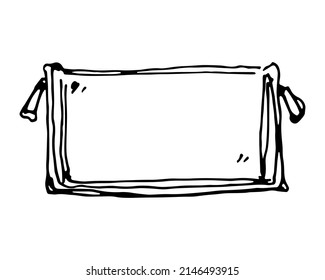 A simple drawing of a pencil case. Vector element of school supplies. Element for print and design.