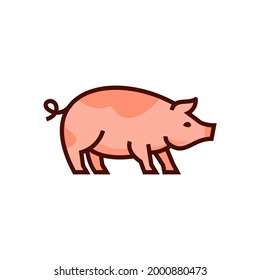 simple drawing of pig piglet for Logo mascot and icon or sign template vector stock illustration