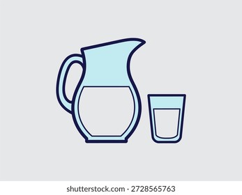 Simple drawing of a pitcher and glass filled with water