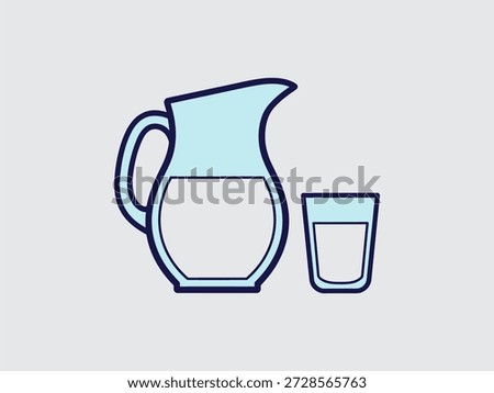 Simple drawing of a pitcher and glass filled with water