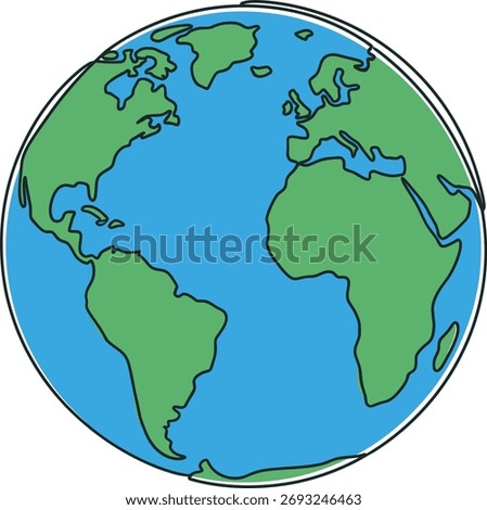 Simple drawing of planet earth globe continents oceans
