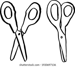 simple drawing of scissors in vector. two pieces of scissors.